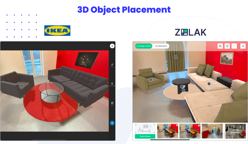 3D object placement of kreativ ikea and zolak showroom