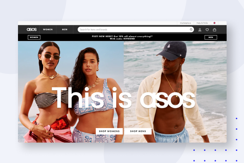 Asos ar ecommerce example