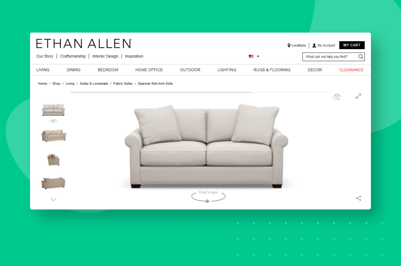 Furniture ecommerce example with ethan allen