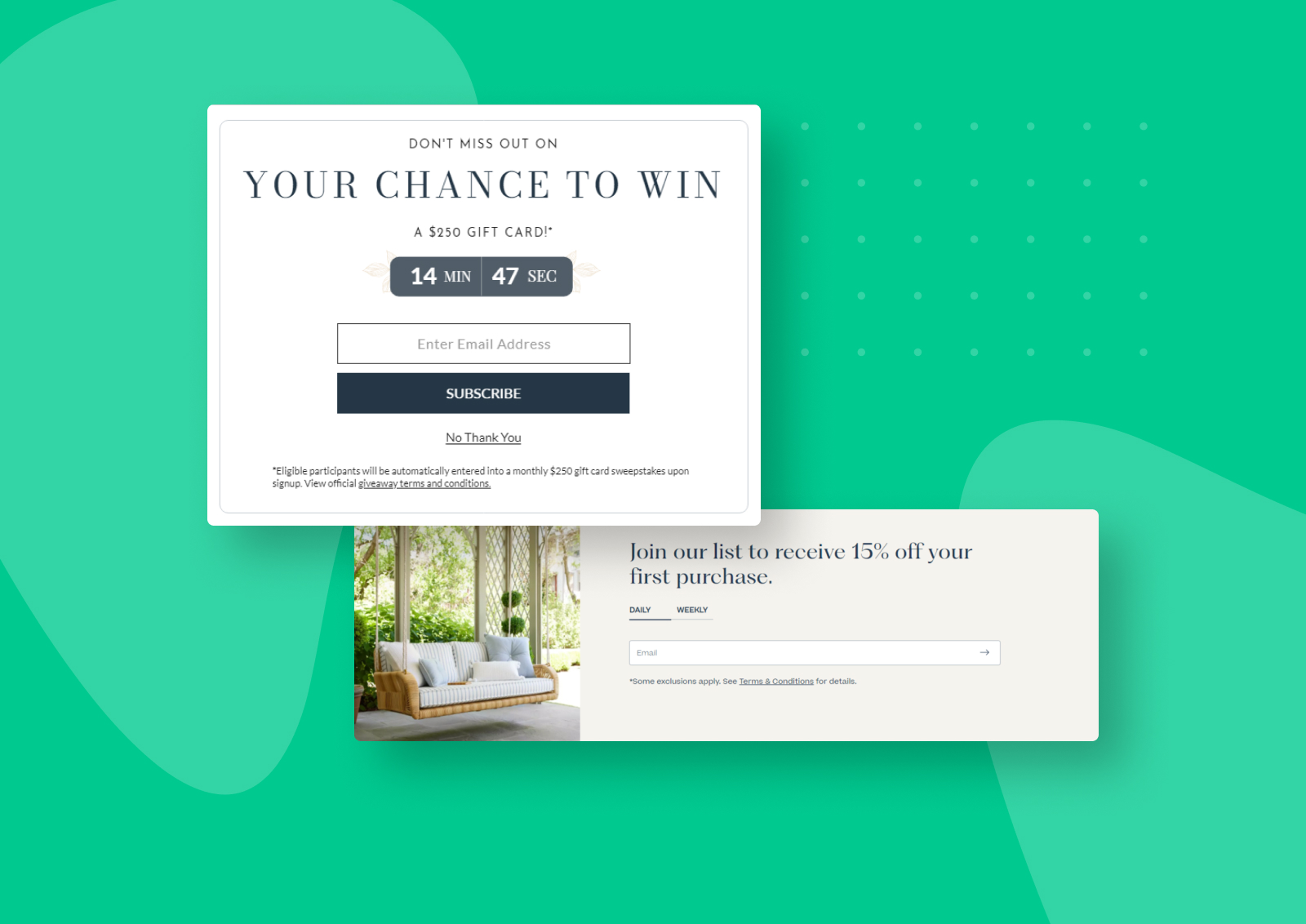 Furniture email marketing example