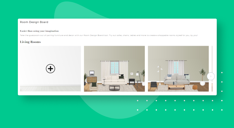 Room Design Board tool in virtual shopping