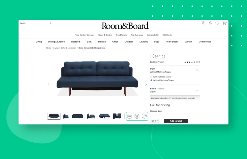 Online virtual store - Room and Board