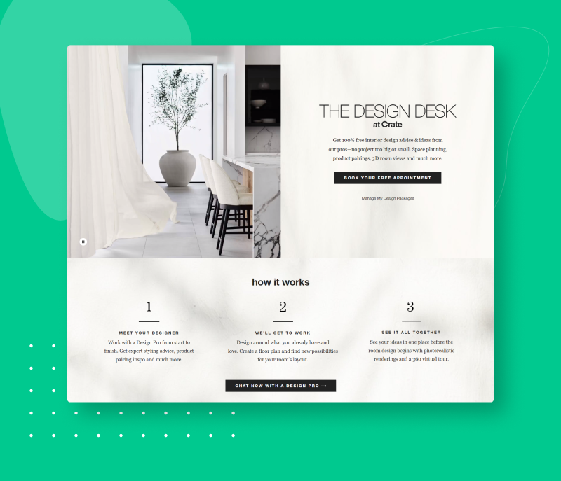 The Design Desk example as virtual shopping experience