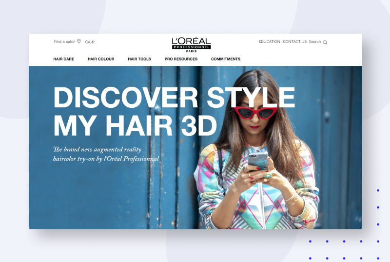 L’Oreal’s Style My Hair ar for ecommerce example