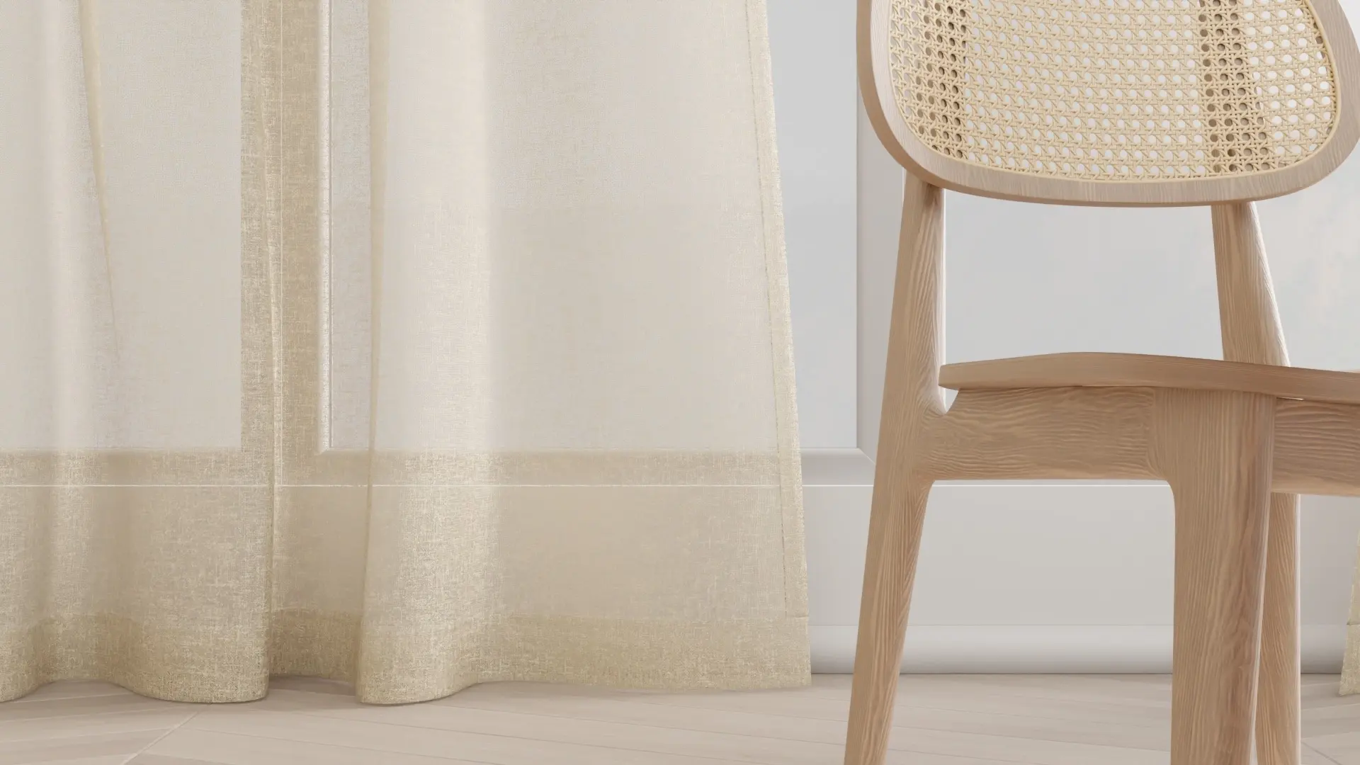 Photorealistic render of Valolma curtain fabric